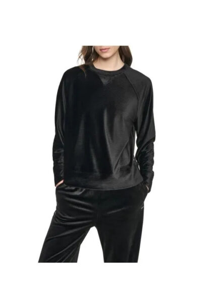 Logo rib velour blouse